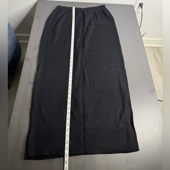 PERUVIAN CONNECTION Baby Alpaca Wool Black Midi Skirt Pull-on Elastic - Picture 8 of 9